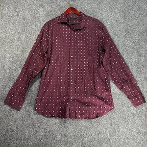 Banana Republic Shirt Men XL Non Iron Slim Fit Purple Print Cotton Button Up